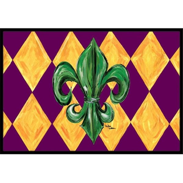 Carolines Treasures Carolines Treasures 8133MAT 18 x 27 In. Mardi Gras Fleur de lis Purple Green and Gold Indoor or Outdoor Mat 8133MAT - main